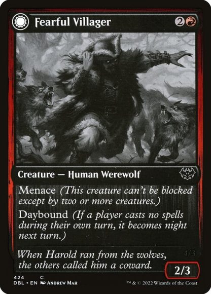 Fearful Villager // Fearsome Werewolf - (424) - Magic the Gathering Innistrad: Double Feature Singles